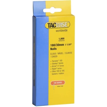 Tacwise - 1000 30mm 18 Gauge Brad Nails18g Galvanised 180 Type for Nail Guns