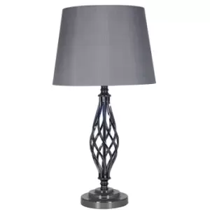 Abria Unique Twist Traditional Table Lamp Black/Metallic Grey