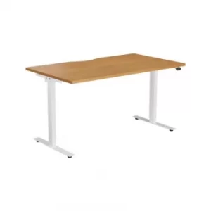 1400MM Height Adjustable Desk (Cut Out) White/Oak
