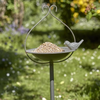 Secret Garden Free Standing Metal Seed Wild Bird Feeder Dish Table - Peckish