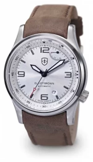 Elliot Brown Mens Tyneham Brown Leather Strap Silver Dial Watch