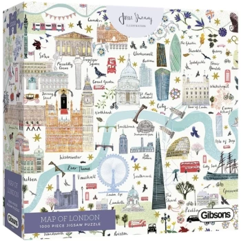Map of London White Logo Collection Puzzle Jigsaw Puzzle - 1000 Pieces