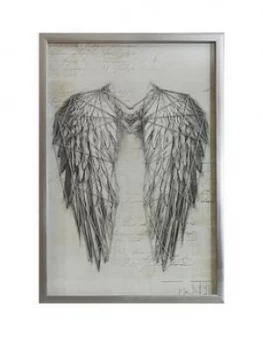 Arthouse Angel Wings Silver Metallic String Art Framed Print
