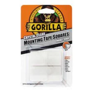 Gorilla Mounting Tape Squares Clear Pack of 24 3044111