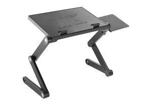 ProperAV Sit or Stand Up Laptop Desk with Mouse Pad Side Mount - Black