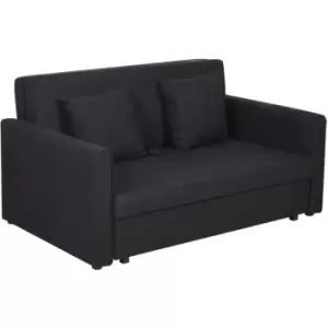 Homcom - 2-Seater Storage Sofa Convertible Bed Wood Frame Padding Compact Black