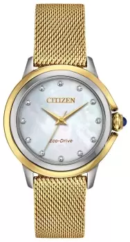Citizen EM0794-54D Womens Eco-drive Diamond Dial Gold PVD Watch