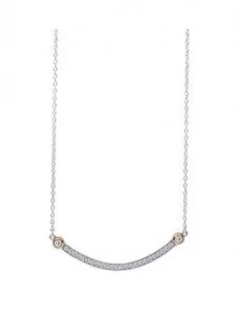 The Love Silver Collection 18Ct Rose Gold Plated Silver Cubic Zirconia Bar Necklace