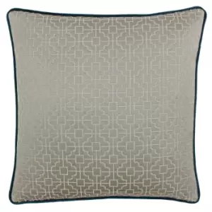 Belsize Jacquard Cushion Taupe/Teal, Taupe/Teal / 45 x 45cm / Polyester Filled