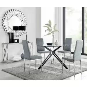 Cascina Dining Table and 4 Grey Milan Chairs - Elephant Grey