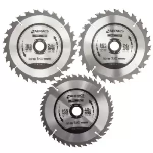 Abacus TCT1653 TCT Circular Saw Blade Triple Pack for Wood 165 x 20mm x 24 & 40T