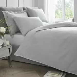 100% Cotton Percale 200 Thread Count Duvet Cover Set, Silver, King - Appletree
