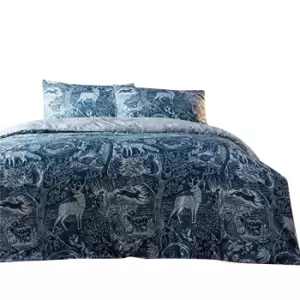 Creative Cloth Winter Woods Duvet and Pillowcase Set (King) (Midnight Blue)