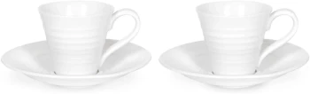 Portmeirion Sophie Conran Set Of 2 Espresso Cups & Saucers, White