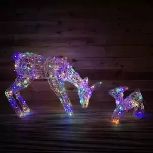 Premier Christmas 68cm Acrylic Deer & Fawn With Multi Colour LED Lights