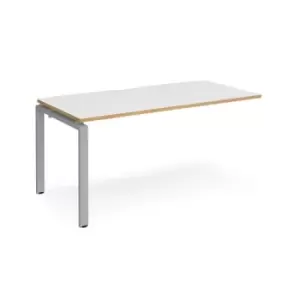 Bench Desk Add On Rectangular Desk 1600mm White/Oak Tops With Silver Frames 800mm Depth Adapt