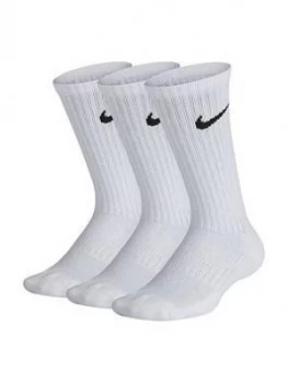 Boys, Nike 3 Pack Childrens Performance Socks - White/Black Size M 5-8