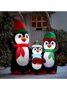 Festive 5ft Inflatable Penguin Family Outdoor Christmas Decoration