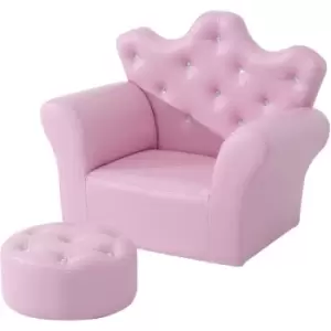 Homcom - 2 PCS Kids Sofa and Ottoman Child Size Armchair for Girls Age 3 -7 Pink