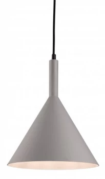 1 Light Dome Ceiling Pendant Grey with White Inside, E27