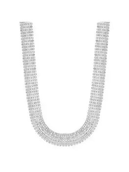 Mood Silver Crystal Diamante Statement Choker Necklace