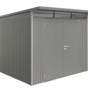 Biohort AvantGarde Double Door Metal Garden Shed 8ft5 x 9ft8 A7 - Metallic Quartz Grey