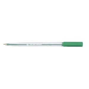 5 Star Office Ball Pen Clear Barrel Medium 1.0mm Tip 0.7mm Line Green Pack of 20