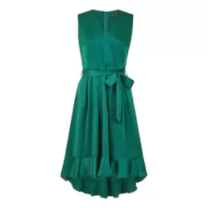 Mela London Green Satin Dipped Hem Midi Dress - Green