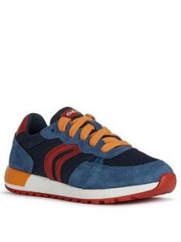 Geox Boys Alben Lace Up Trainers - Blue/Red, Blue/Red, Size 11.5 Younger