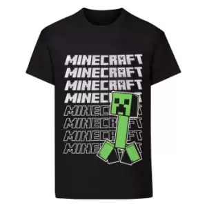 Minecraft Childrens/Kids Repeat Logo T-Shirt (9-10 Years) (Black)