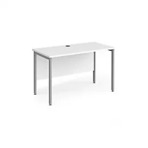 Rectangular Straight Desk White Wood H-Frame Legs Silver Maestro 25 1200 x 600 x 725mm