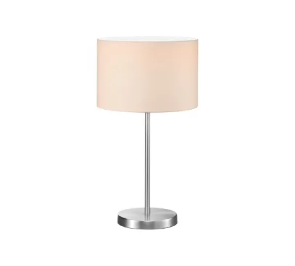 Hotel Modern 30cm Table Lamp with Round Shade Nickel Matt with White Shade