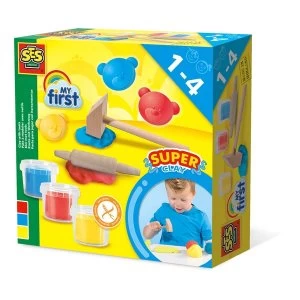 SES Creative - Childrens My First Modelling Dough with Clay Tools Set 3 Pots (Multi-colour)