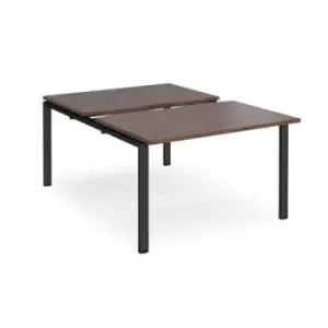 Bench Desk 2 Person Starter Rectangular Desks 1200mm With Sliding Tops Walnut Tops With Black Frames 1600mm Depth Adapt