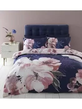 Catherine Lansfield Dramatic Floral Duvet Cover Set - Navy