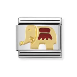 Nomination Classic Gold Red Elephant Charm