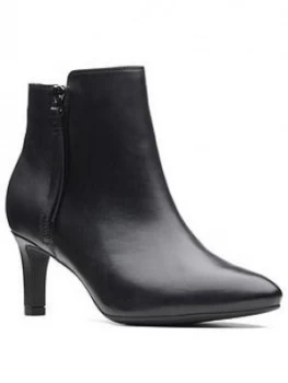Clarks Calla Blossom Wide Fit Ankle Boots - Black Leather, Size 3, Women
