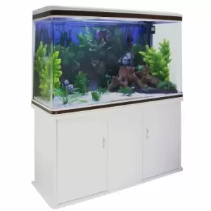 Monster Shop Aquarium Fish Tank and Cabinet With Complete Starter Kit - White Tank and White Gravel