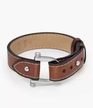 Fossil Men Heritage D-Link Medium Brown Leather Strap Bracelet