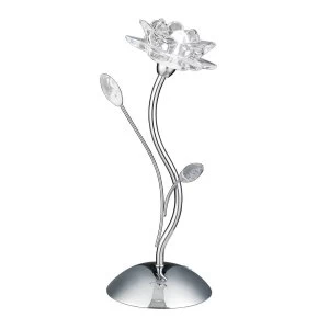 1 Light Flower Design Table Lamp Chrome and Glass, G9