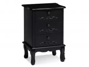LPD Antoinette Black 3 Drawer Bedside Cabinet Assembled