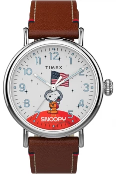 Timex X Space Snoopy - Standard 40Mm Leather Strap Watch