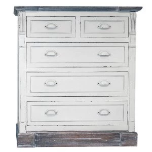 Charles Bentley Shabby Chic Vintage French Style 5 Drawer Chest of Drawers