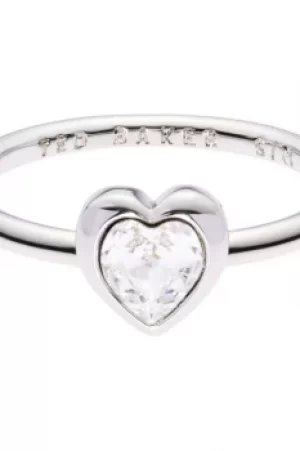 Ted Baker Ladies Silver Plated Crystal Heart Ring Size SM TBJ1683-01-02SM