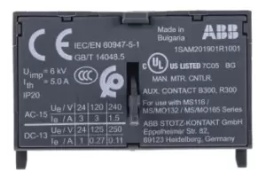 ABB Auxiliary Contact - 1NC + 1NO, 2 Contact, Front Mount, 1 A dc, 3 A ac