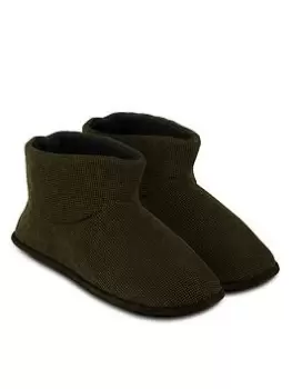 Totes Isotoner Isotoner Textured Cord Short Boot Slippers - Khaki, Size 9, Men