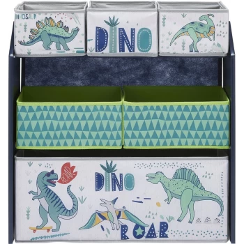 Dinosaur 3 Tier Kids Storage Organiser - Multi