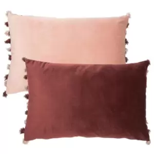 Malini Double Sided Nappa Velvet Cushion, Blush/Aubergine