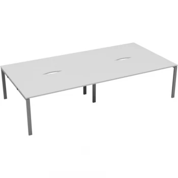 4 Person Double Bench Desk 1600X800MM Each - Silver/White