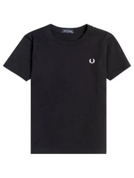 Fred Perry Boys Crew Neck T-Shirt - Black, Size 6-7 Years